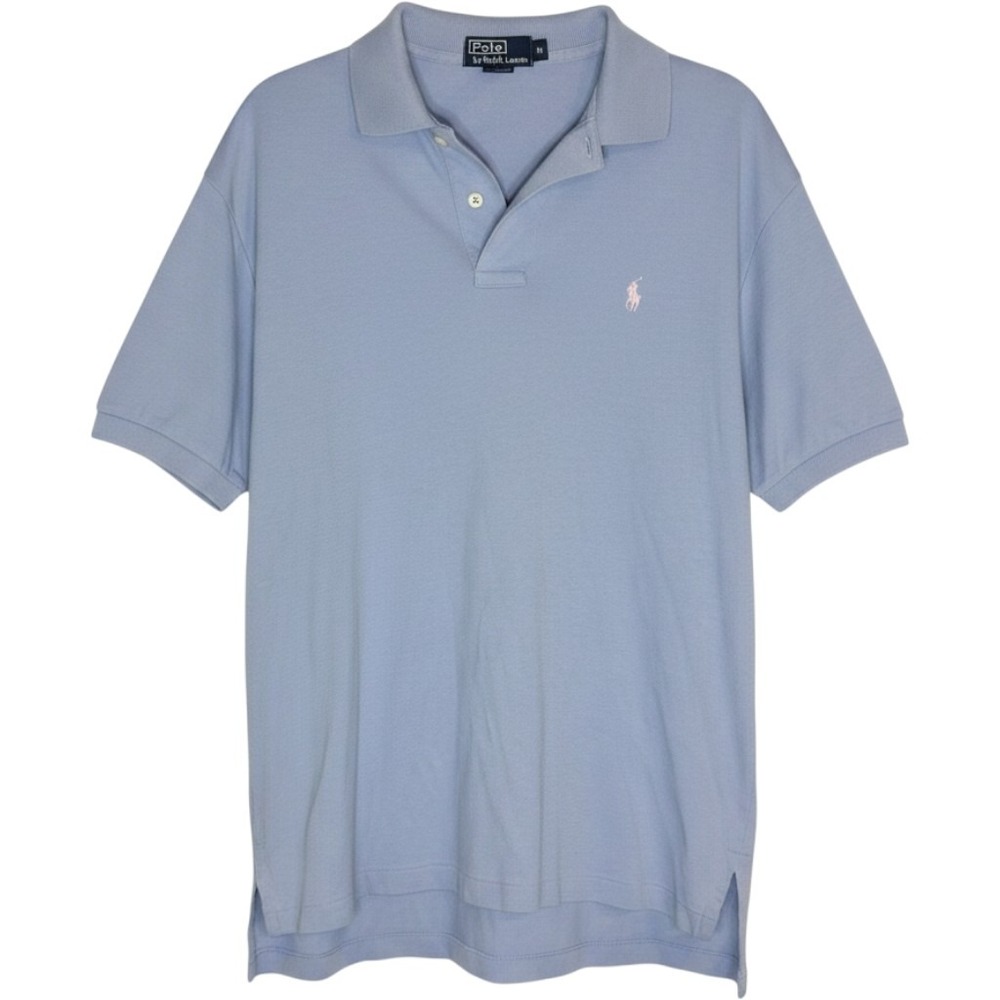 Polo Ralph Lauren Mens Light Blue Cotton Short Sleeve Pony Logo Polo Shirt M